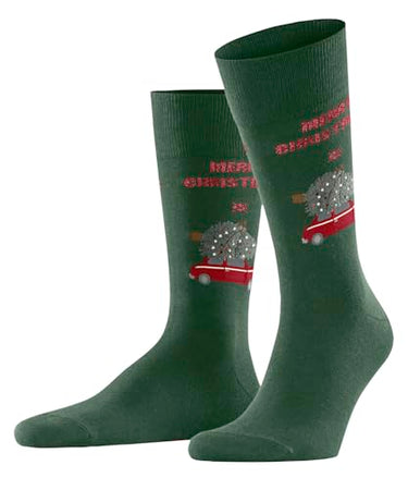 Burlington Herren Socken X-Mas Caro So Baumwolle gemustert 1 Paar, Grün Eucalyptus 7502, 40-46 im Sale